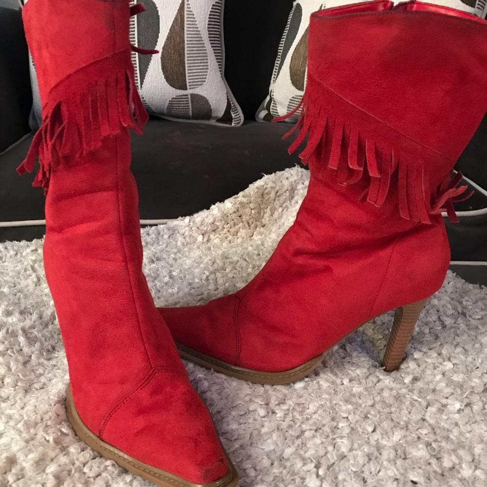 Red Fringe Boots
