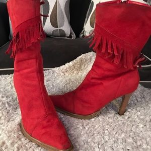 Red Fringe Boots