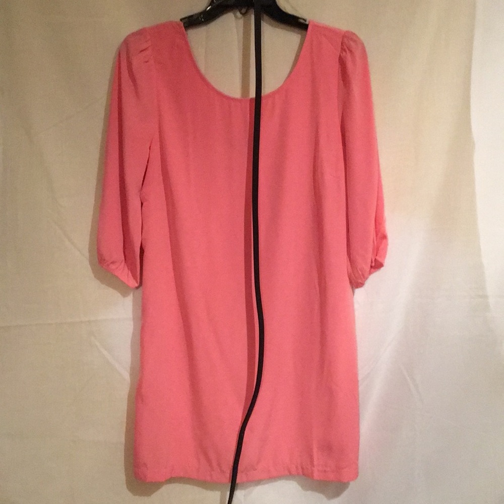 Pink dress with black belt