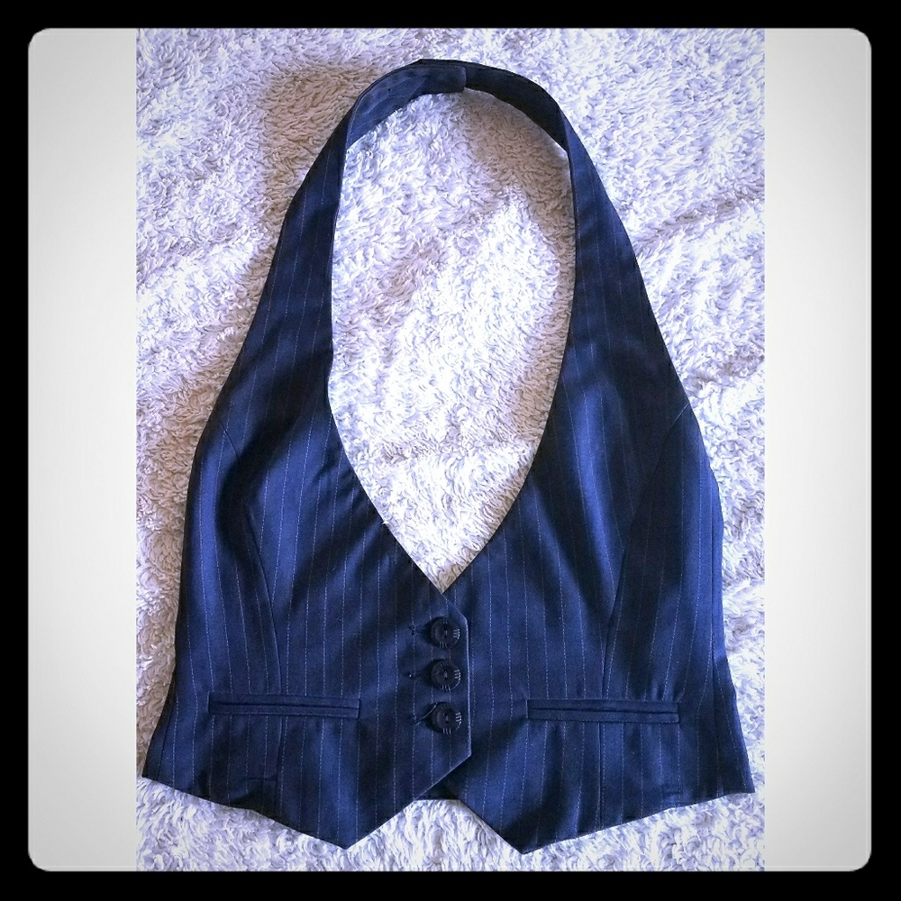 Navy Pinstripe Vest
