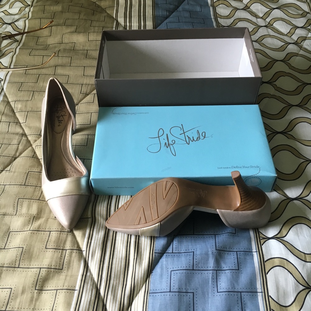 Dressy beige and cream shoes from DSW.