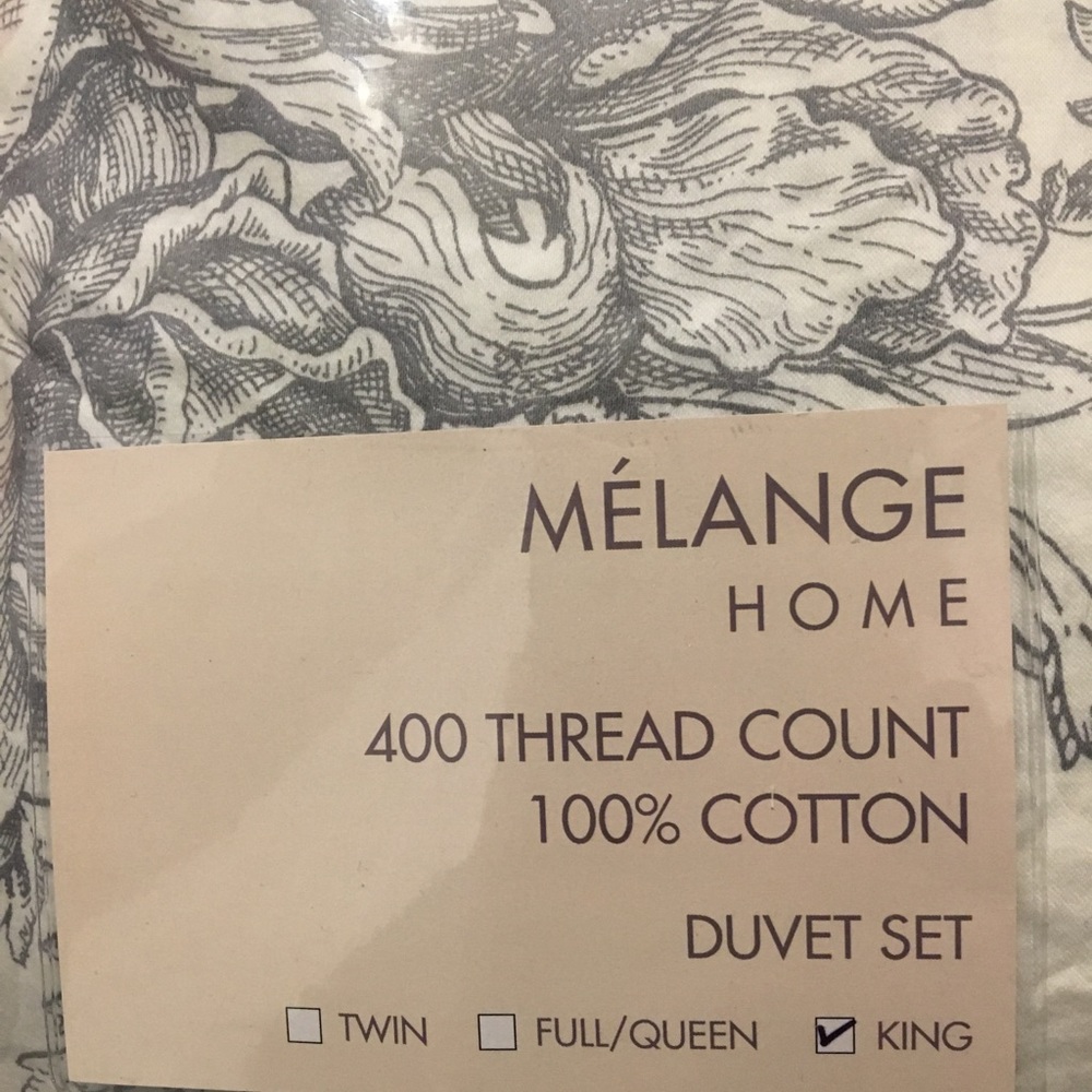 Melange Home 400TC Toile Duvet Set NEW