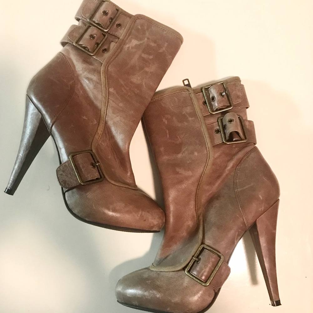 Aldo Brown Leather 4.5 inch Stiletto Boots