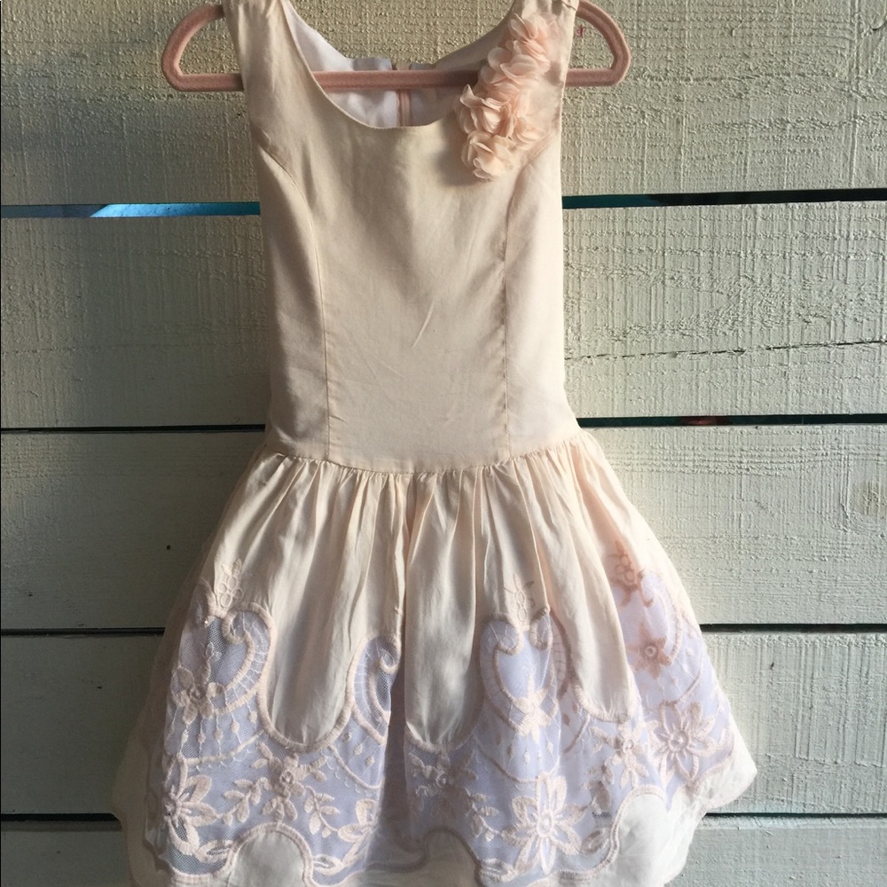 Light peony colored cotton dress with zipper back