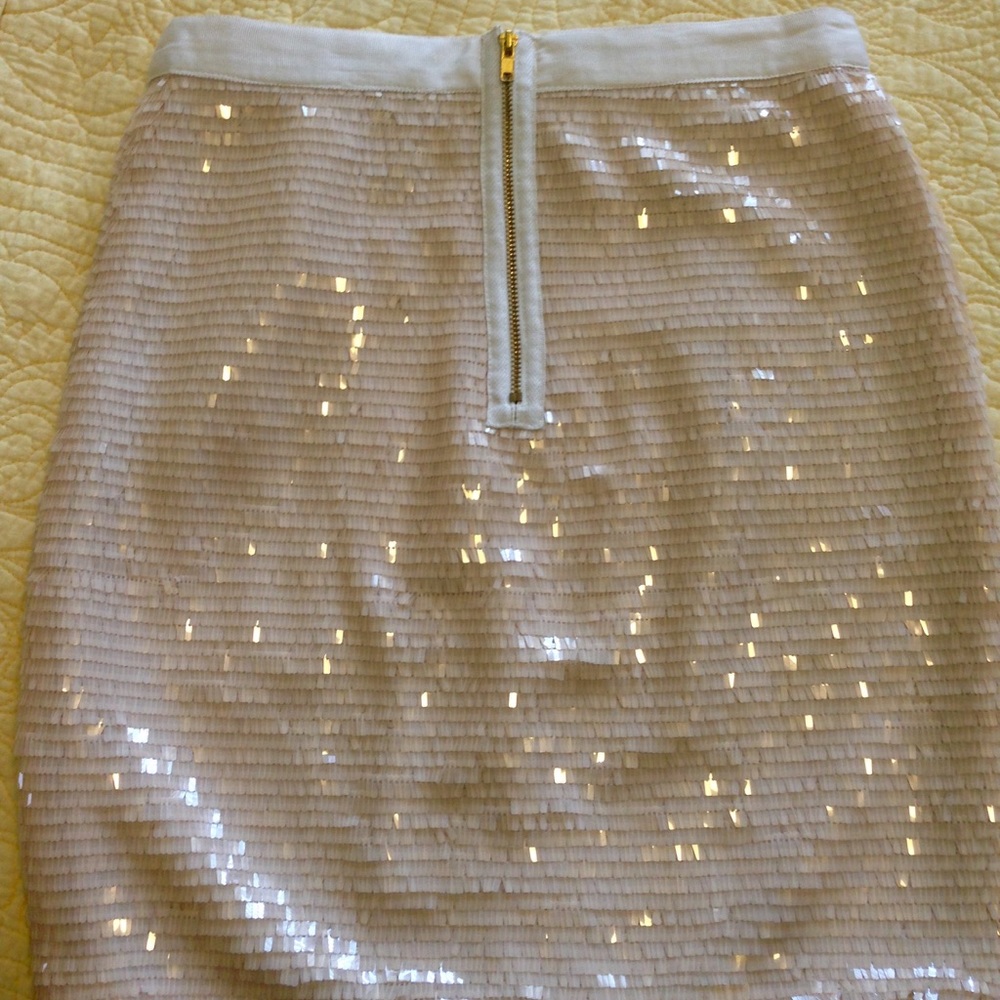 Cachè Bone Colored Sequined Skirt Sz. 4 - Picture 2 of 5