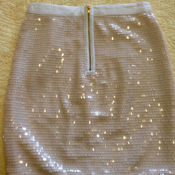 Cachè Bone Colored Sequined Skirt Sz. 4 - Picture 2 of 5