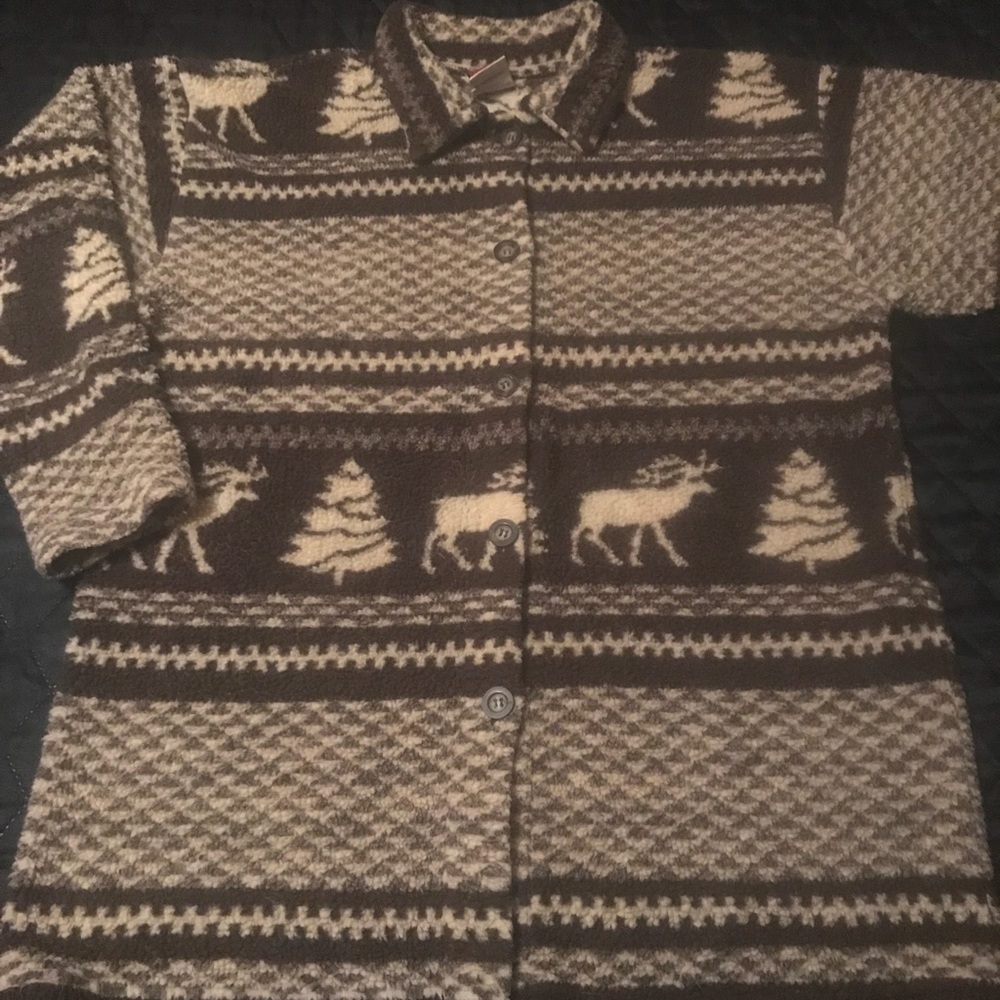 Medium Cream Brown Moose Winter Fleece