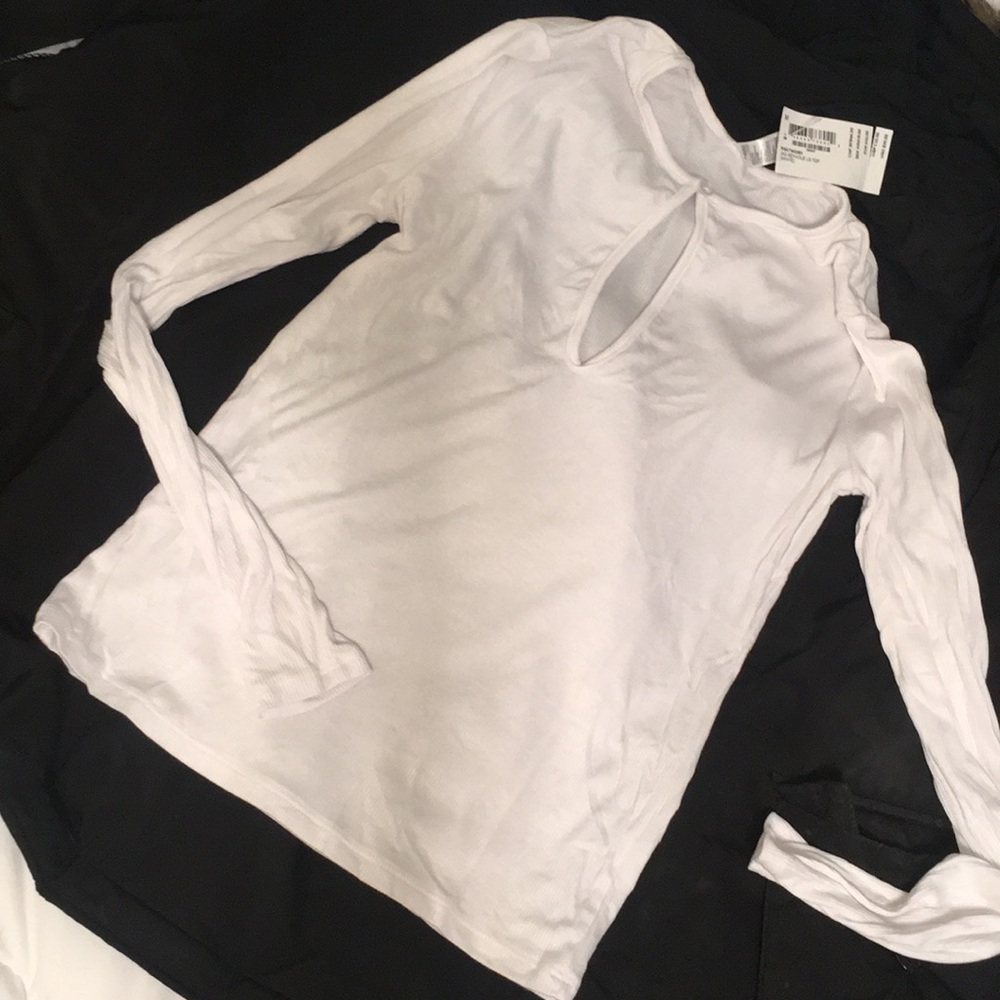 American Apparel White Keyhole Top