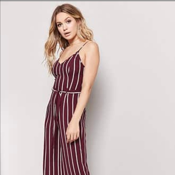 forever 21 striped cami jumpsuit