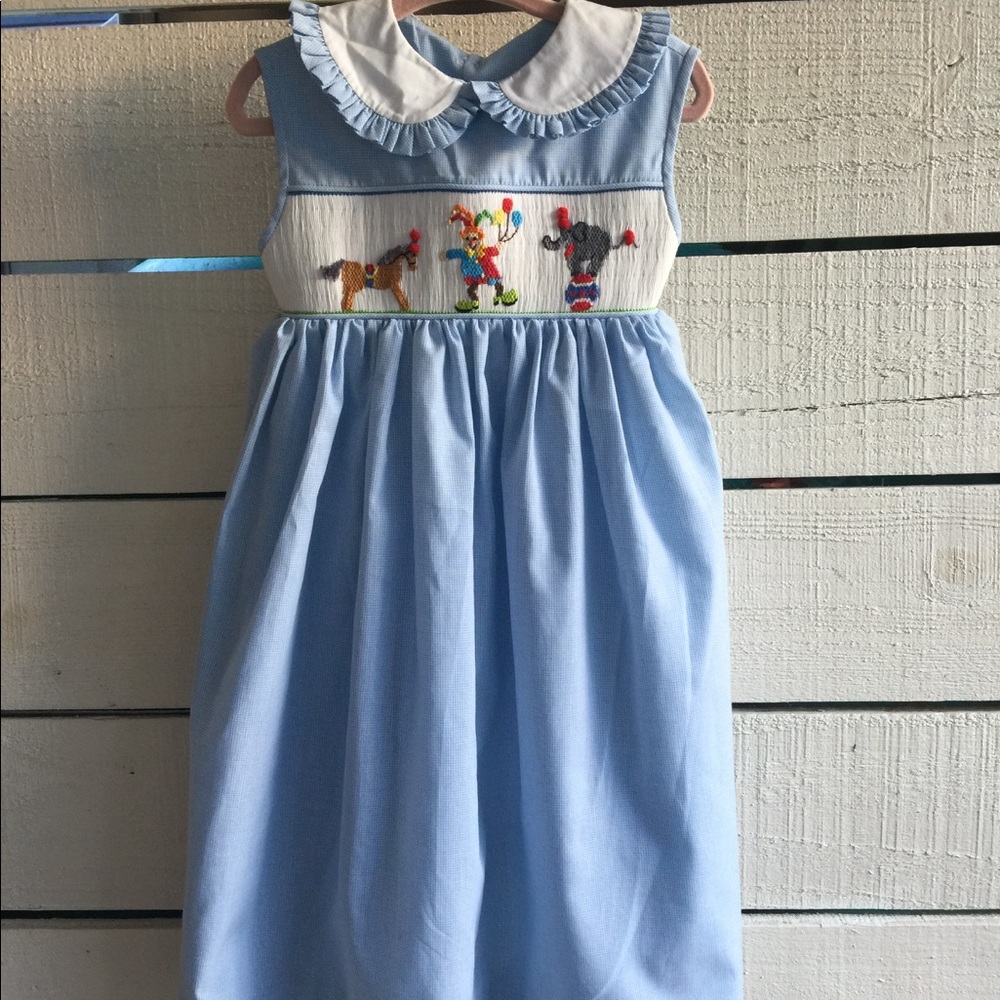 Mid length smocked blue dress