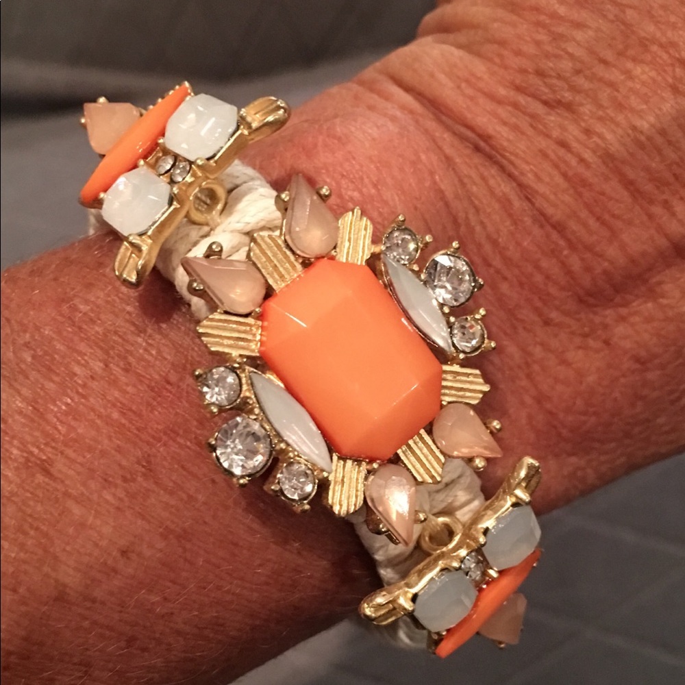 J Crew Peach Jewel and Rope Bracelet