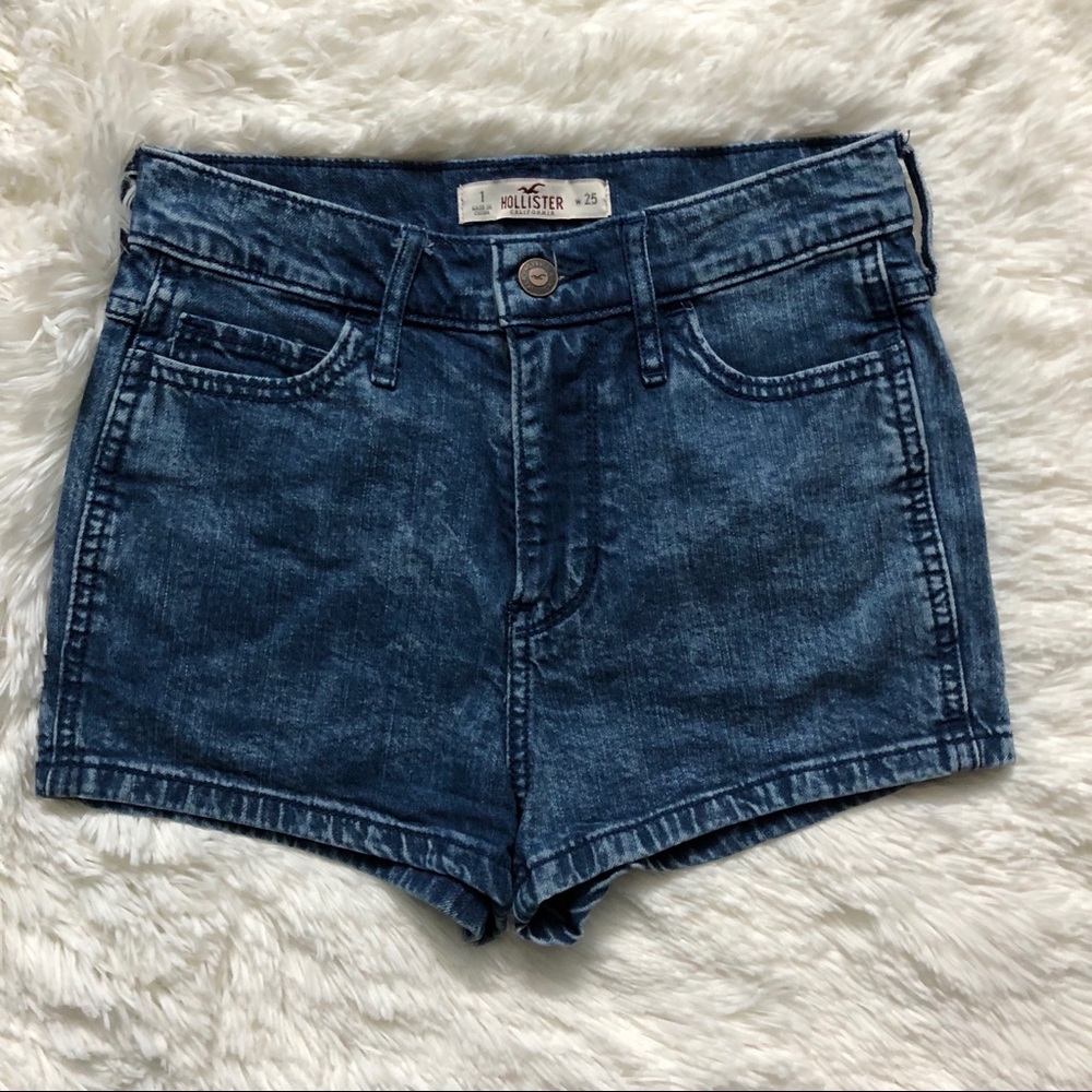 Hollister Blue Washed High Rise Shorts