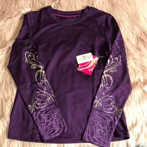 Smitten purple top w/silvery designs