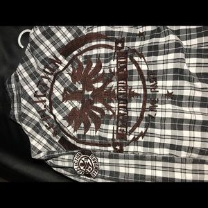 Affliction long sleeve shirts.