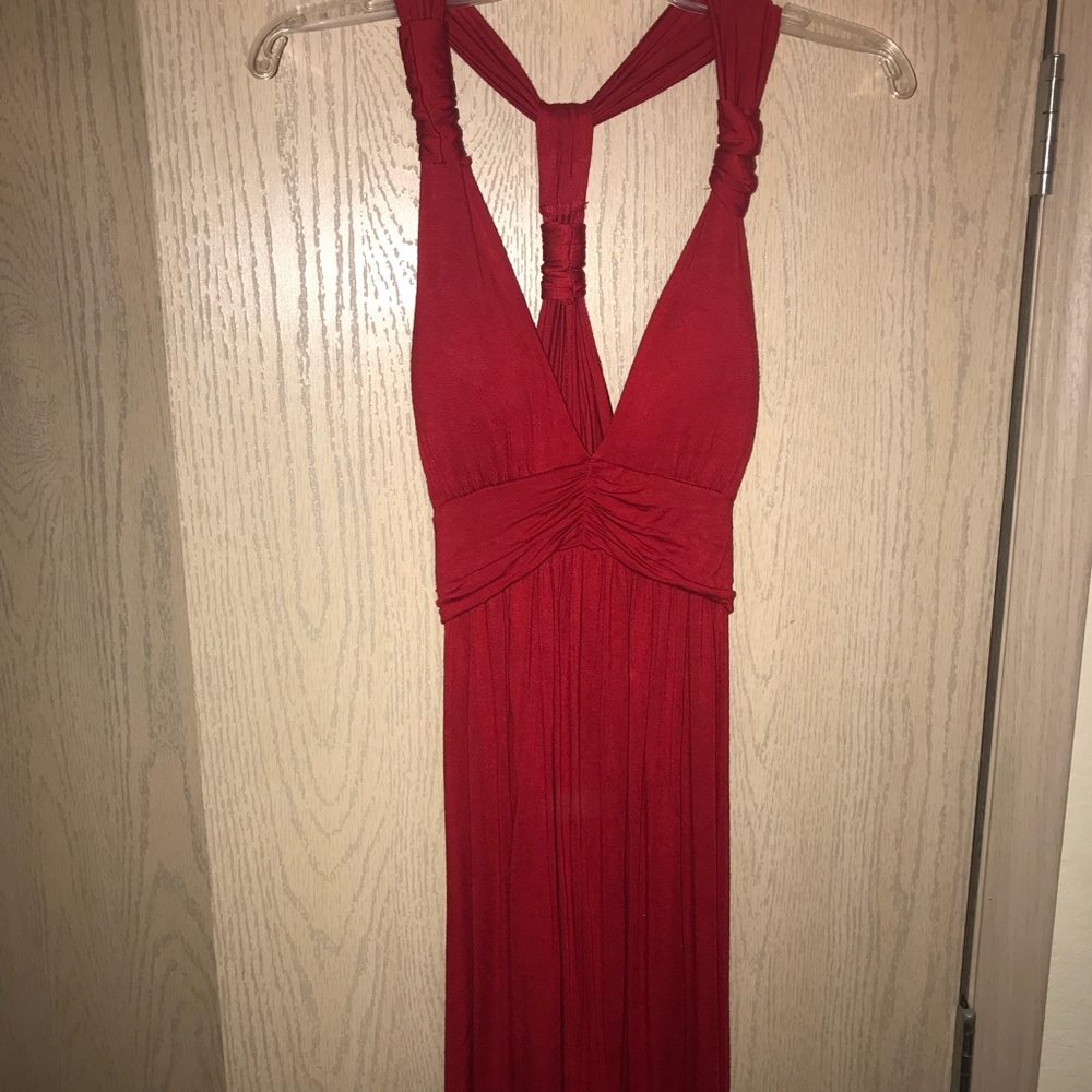 Red flowy dress!