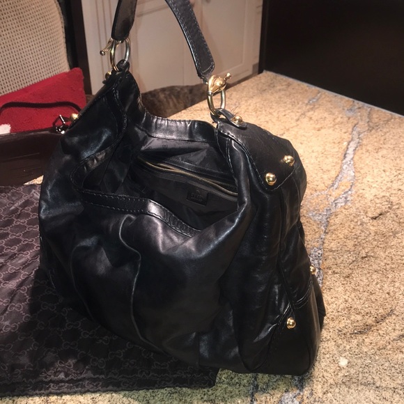 SOLD ‼️ Vintage Authentic Black Leather Gucci Hobo - Picture 2 of 8
