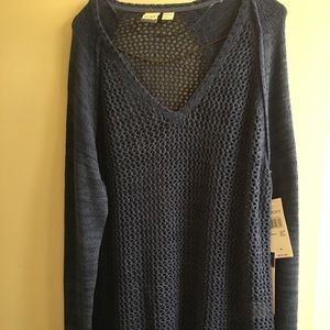 Roxy New bluewith tags crochet sweater. Size XL