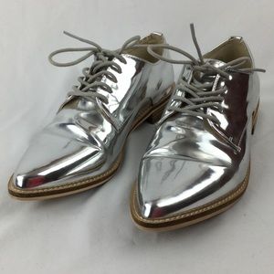 Metallic Faux Leather Oxfords