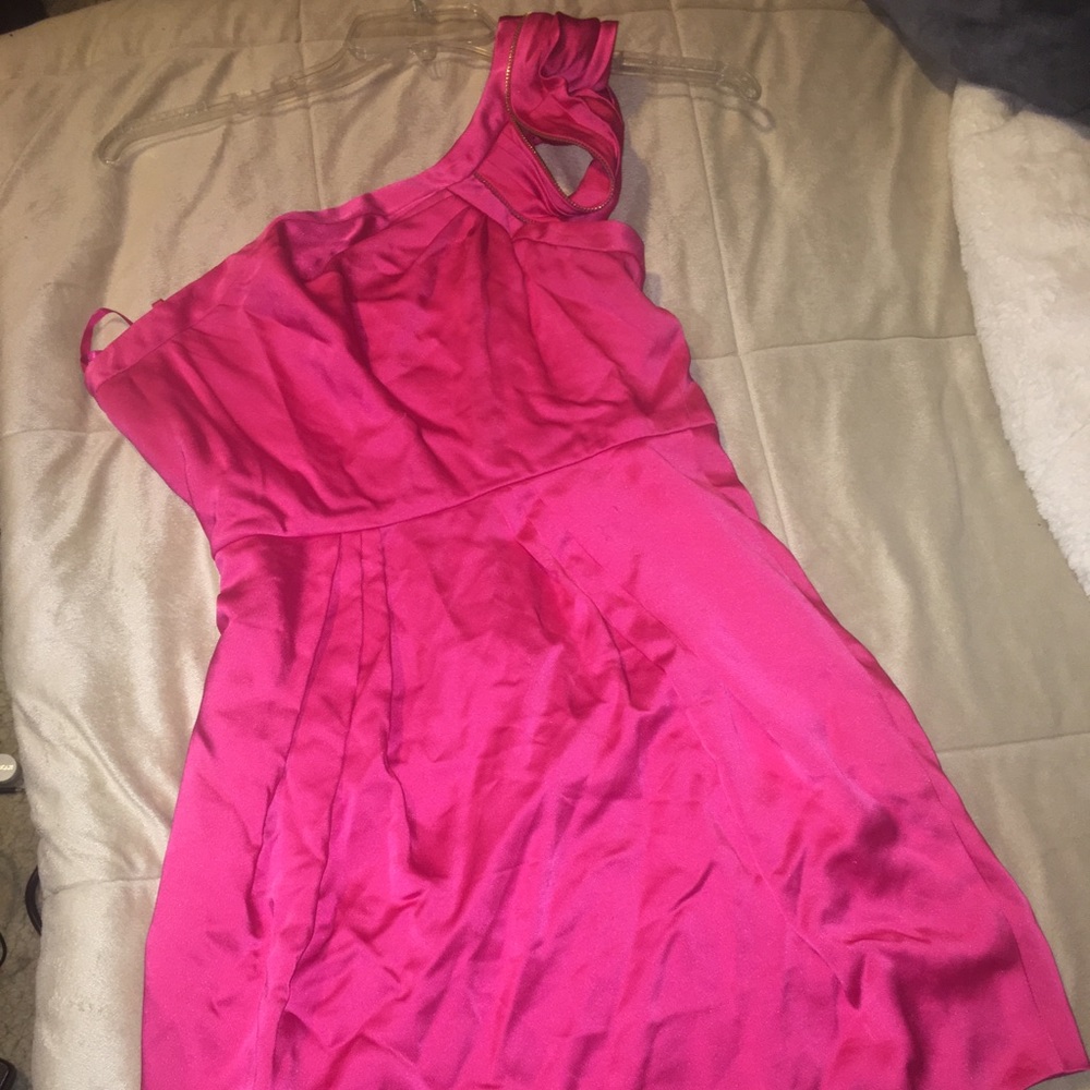 BCBG hot pink silk satin dress
