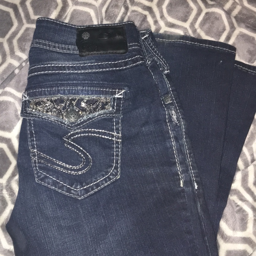 Woman's silver jeans