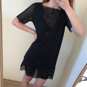 Black Mini Dress with fish net details