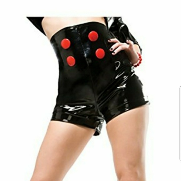high waisted pvc shorts