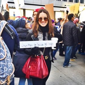 Gucci soho red leather handbag tote purse bag