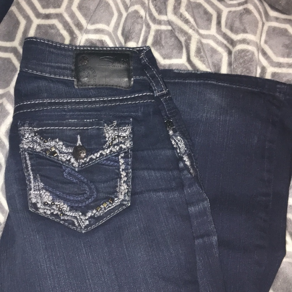 Woman's silver jeans