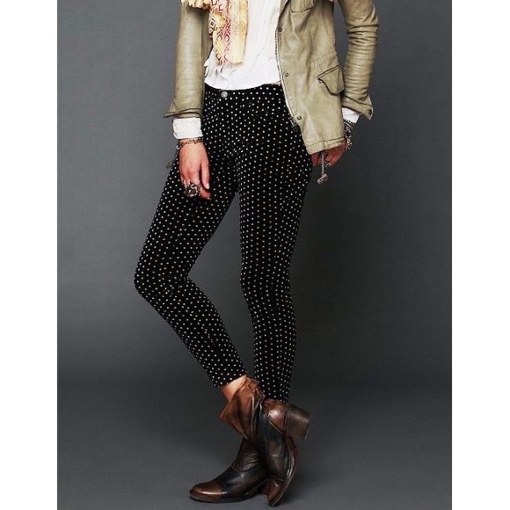 Free People Velvet Polka Dot Pants