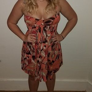 Orange and brown mini dress