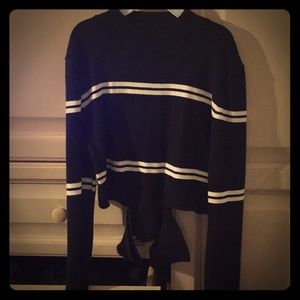 Striped crop top sweater with cut outs