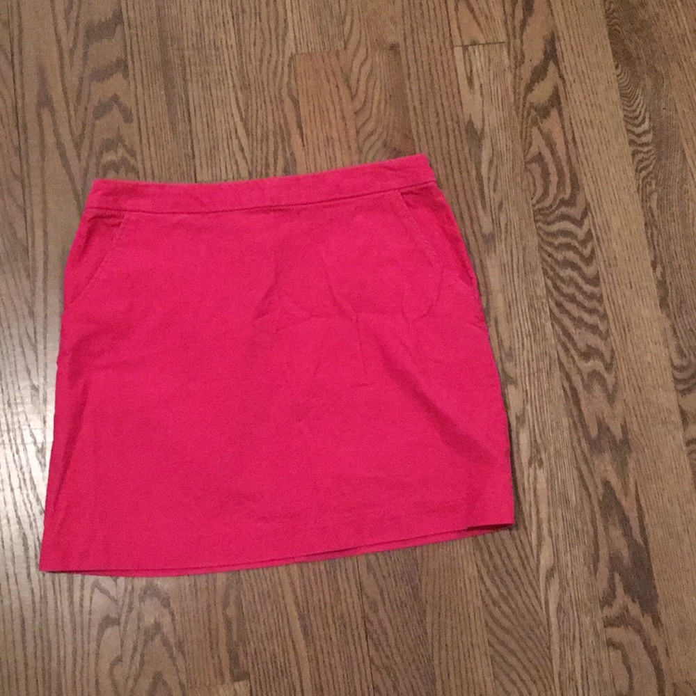 Bright pink corduroy mini skirt