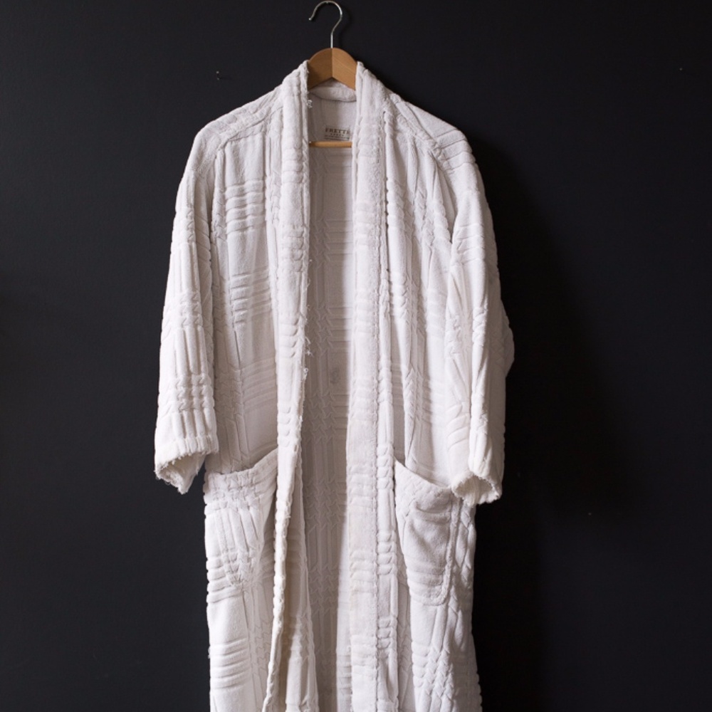well loved (and worn) Frette Bathrobe