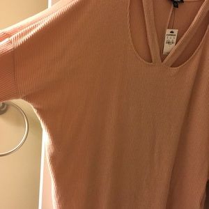 Express Tops - Express Ribbed Double Slash Neck Tunic Top Express Tops - Express Ribbed Double Slash Neck Tunic Top