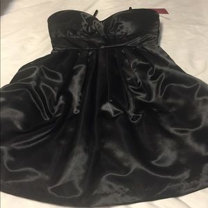 Black strapless satin cocktail dress. Brand new