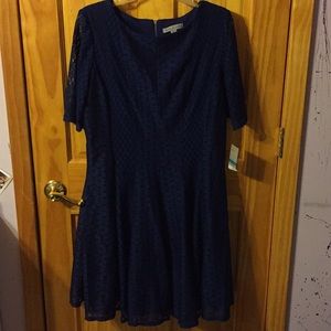 Dark Blue Fit+Flare Dress