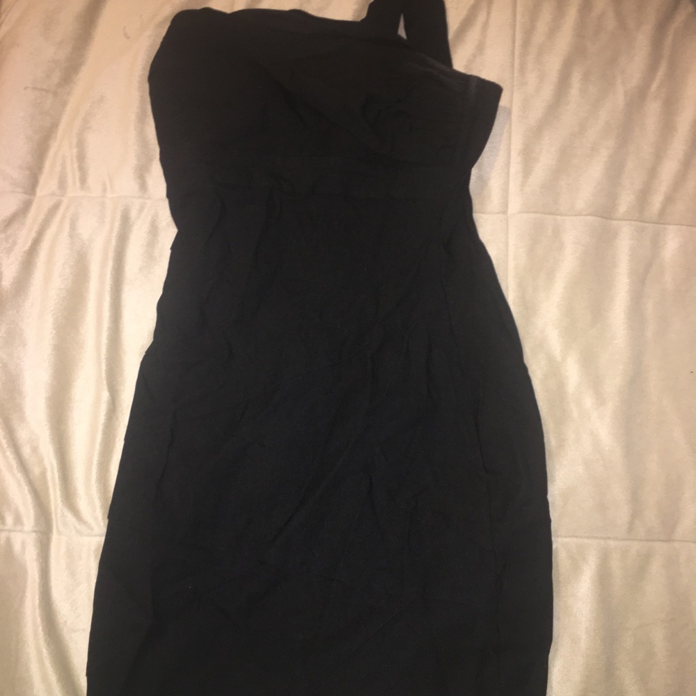 One off shoulder black dress