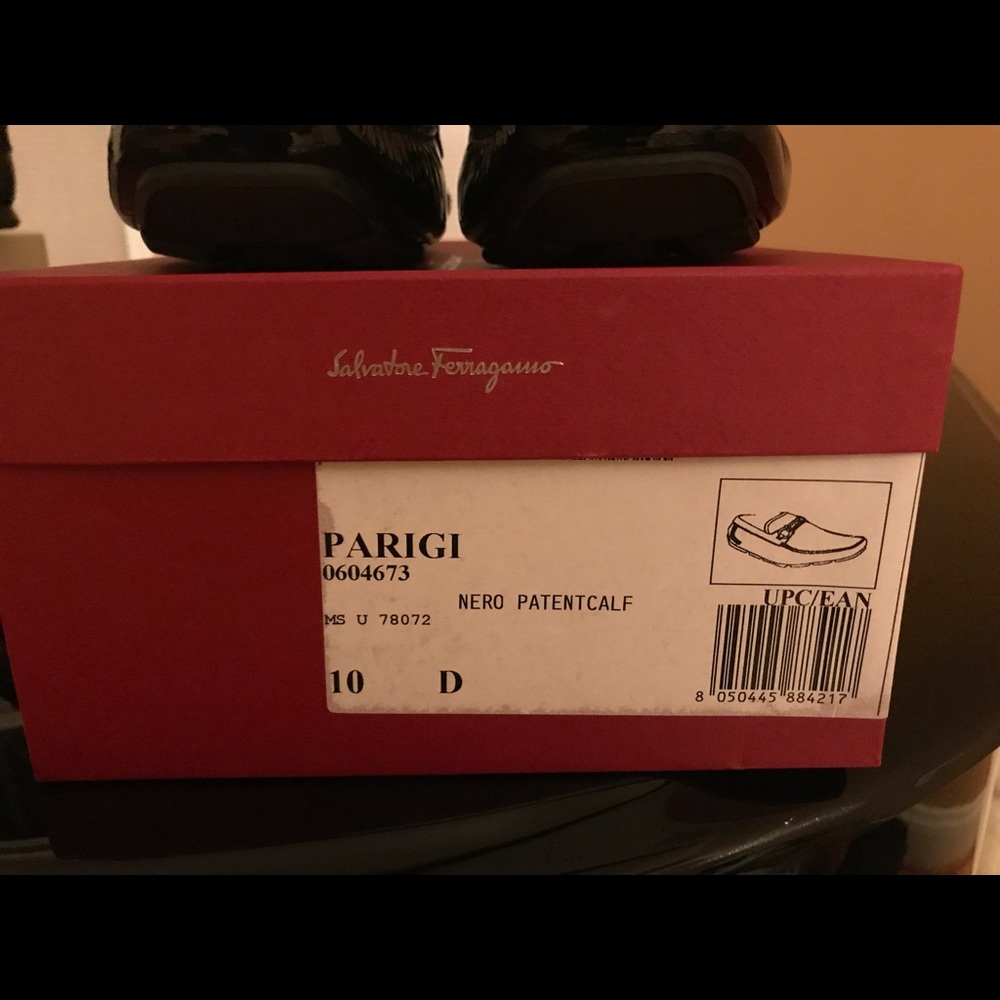 Ferragamo Patent Gancini Driving Shoe