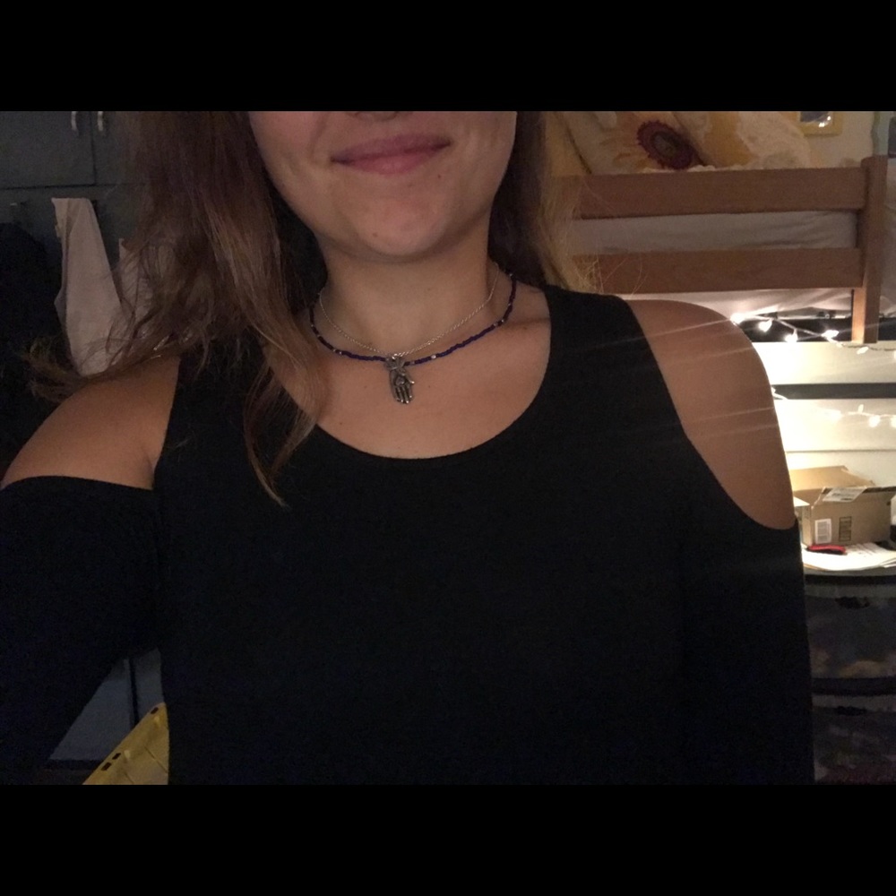 Shoulder Cut-Out Black Dress