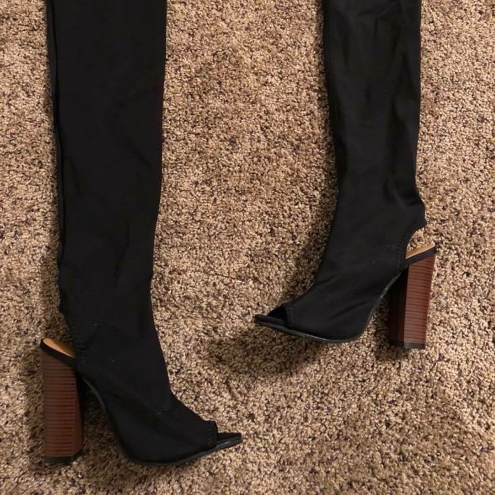 Open toe thigh high boots