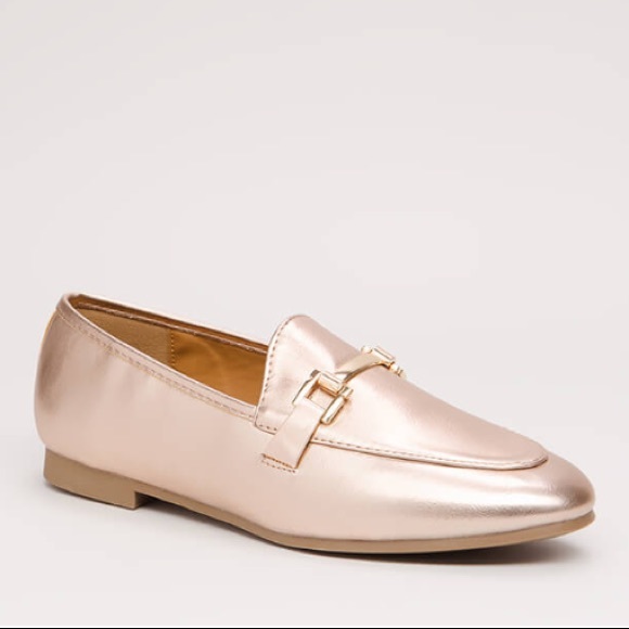 Liliana Shoes - Metallic Rose Gold vegan leather loafers