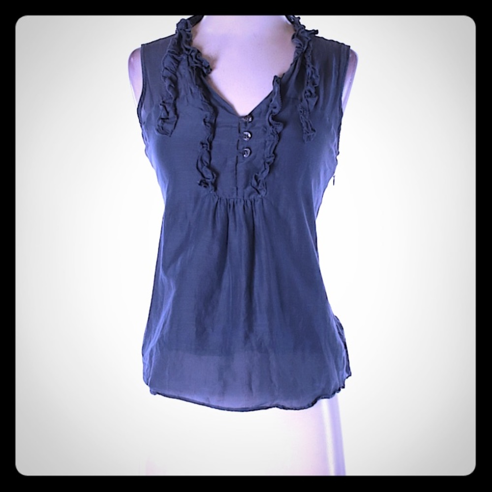 [Banana Republic] blue ruffle tank top