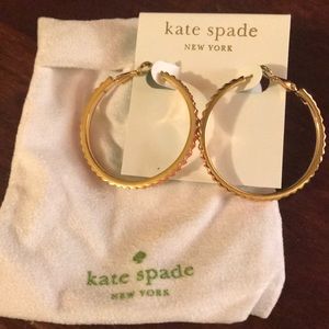 NWT Kate Spade Yellow Gold and Coral hoops