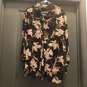 Sheer Floral button down top
