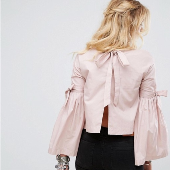 NWT! Free People So Obviously Yours Blouse with bell sleeves in Pink size Small - Picture 5 of 9