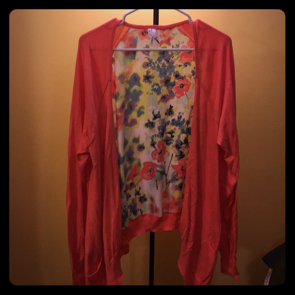 Coral and Floral Cardigan