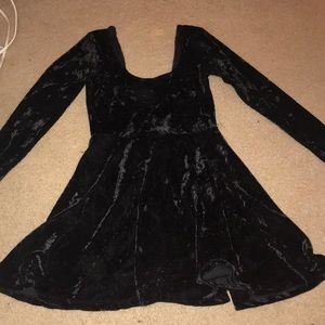 NastyGal Black Velvet Skater Dress Size Small