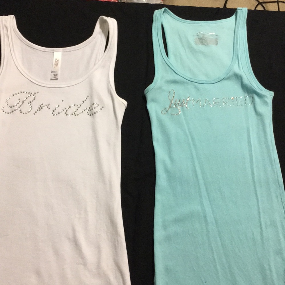 VS Just Married and Target Bride tank tops