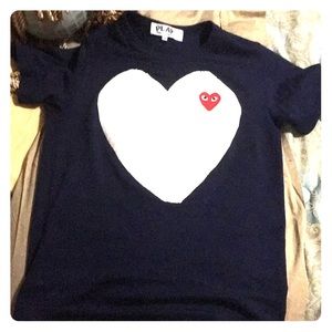 Comme Des Garcons Play Heart Tee - Navy Blue
