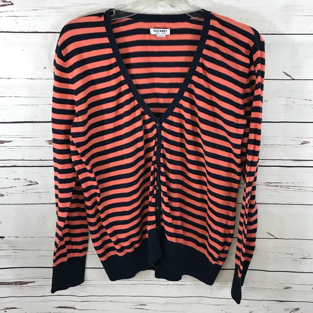 Old Navy XL button front cardigan orange navy